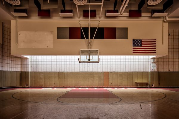 The gym and auditorium at Schenley High School in Pittsburgh was built just before the school closed in 2008.