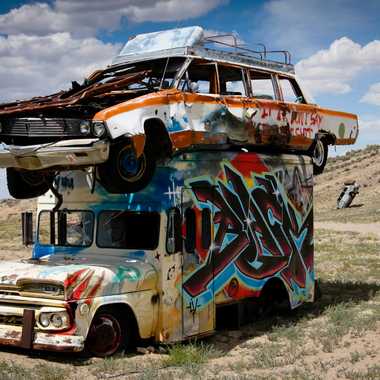 A limo atop an ice cream truck.