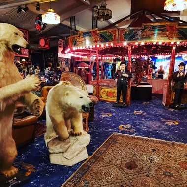 Taxidermied bears in the main hall.