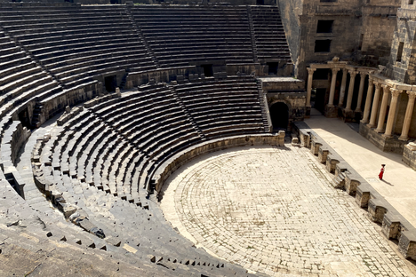 A soloist performing at the amphitheater of Bosra